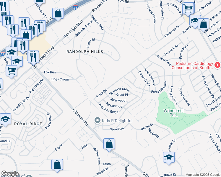 map of restaurants, bars, coffee shops, grocery stores, and more near 7210 Avery Road in Live Oak