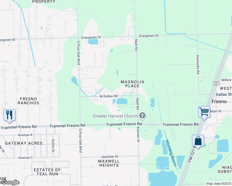 map of restaurants, bars, coffee shops, grocery stores, and more near 650 West Dallas Road in Fresno