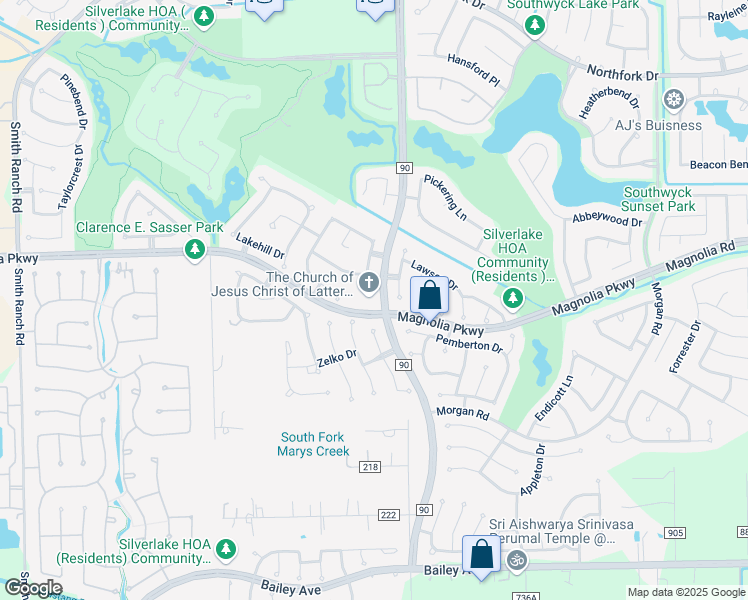 map of restaurants, bars, coffee shops, grocery stores, and more near 3311 Southfork Drive in Pearland