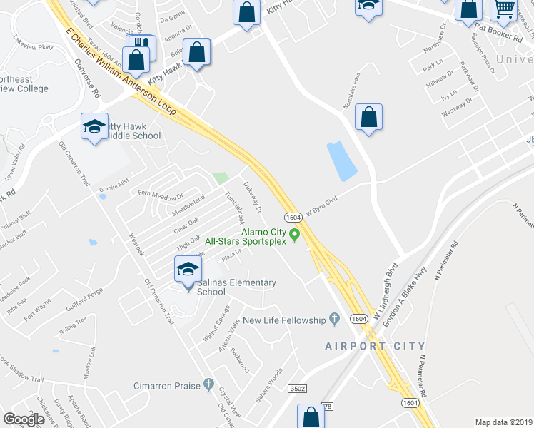 map of restaurants, bars, coffee shops, grocery stores, and more near 505 Dukeway Drive in Universal City