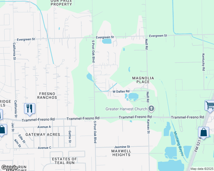 map of restaurants, bars, coffee shops, grocery stores, and more near 846 West Dallas Road in Fresno