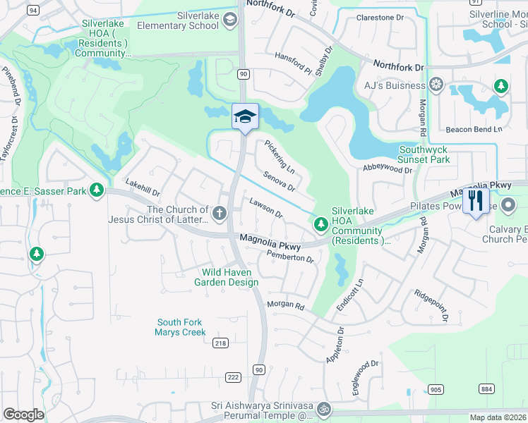 map of restaurants, bars, coffee shops, grocery stores, and more near 3407 Lawson Drive in Pearland