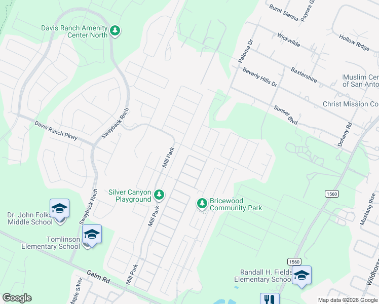 map of restaurants, bars, coffee shops, grocery stores, and more near 12343 Ashcroft Point in San Antonio