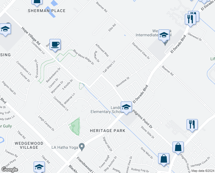 map of restaurants, bars, coffee shops, grocery stores, and more near 16735 Schooners Way in Friendswood