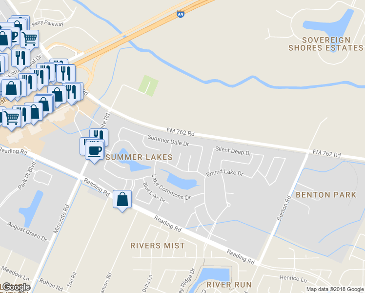 map of restaurants, bars, coffee shops, grocery stores, and more near 7902 Summer Dale Drive in Rosenberg