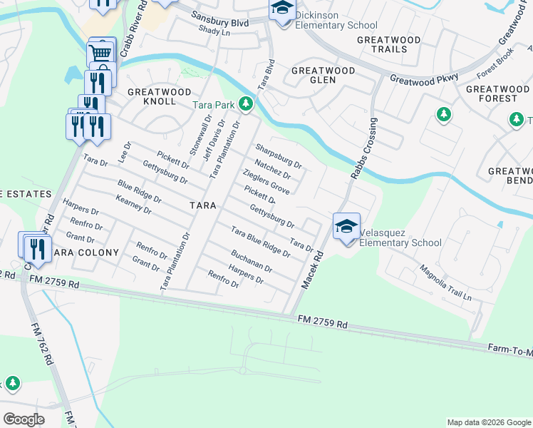 map of restaurants, bars, coffee shops, grocery stores, and more near 7123 Gettysburg Dr in Richmond