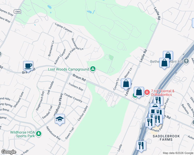 map of restaurants, bars, coffee shops, grocery stores, and more near 10403 Alsfeld Ranch in Helotes