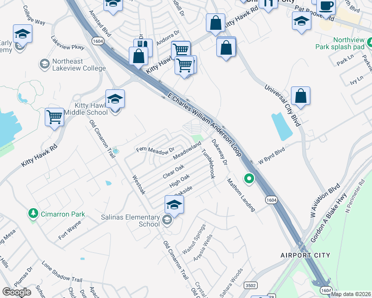 map of restaurants, bars, coffee shops, grocery stores, and more near 600 Fern Meadow Drive in Universal City