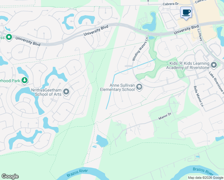 map of restaurants, bars, coffee shops, grocery stores, and more near 5310 Lockwood Bend Lane in Sugar Land