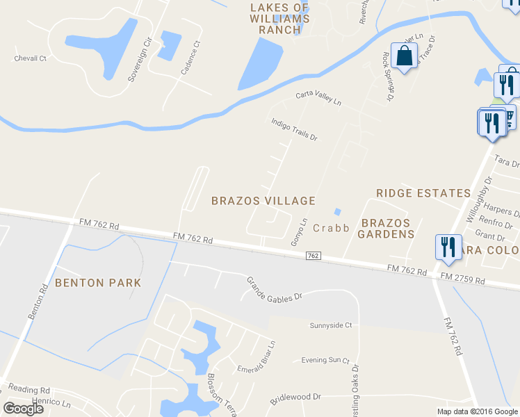 map of restaurants, bars, coffee shops, grocery stores, and more near 158 Big Thicket Drive in Richmond