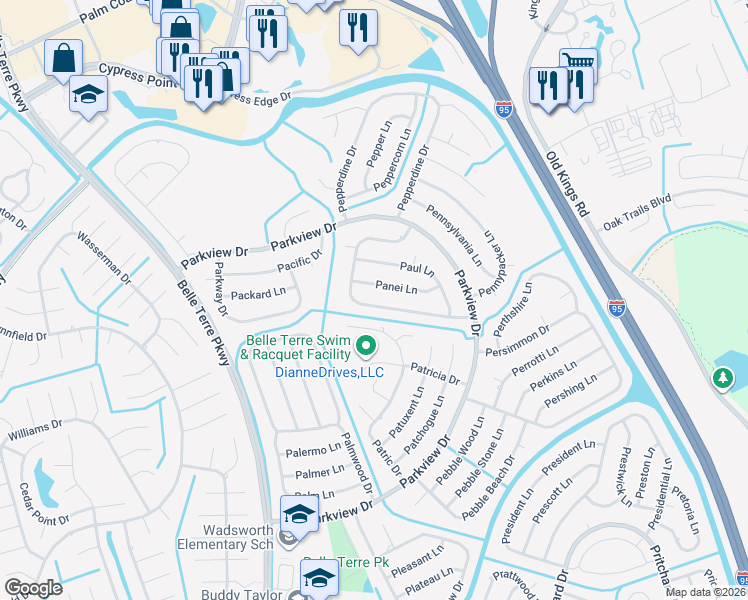map of restaurants, bars, coffee shops, grocery stores, and more near 80 Panorama Drive in Palm Coast