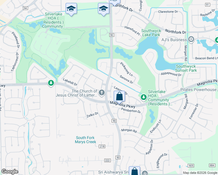 map of restaurants, bars, coffee shops, grocery stores, and more near 3306 Lawson Drive in Pearland