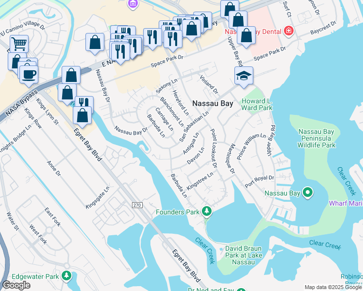 map of restaurants, bars, coffee shops, grocery stores, and more near 1411 Antigua Lane in Houston