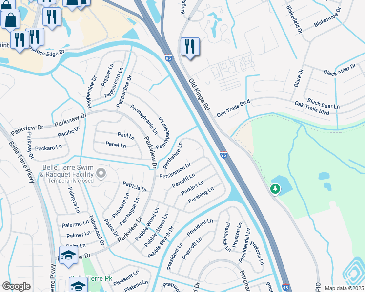 map of restaurants, bars, coffee shops, grocery stores, and more near 29 Perthshire Lane in Palm Coast