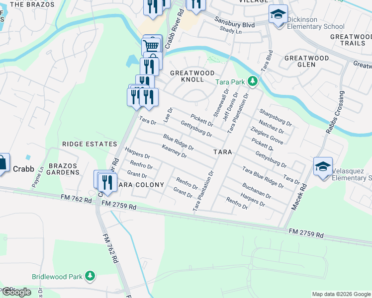 map of restaurants, bars, coffee shops, grocery stores, and more near 6810 Kearney Drive in Richmond