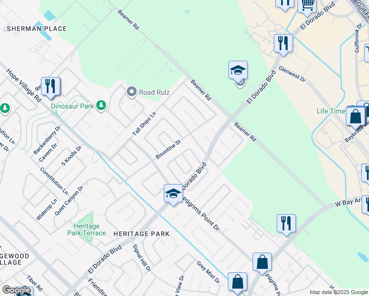 map of restaurants, bars, coffee shops, grocery stores, and more near 2310 General Colony Drive in Friendswood
