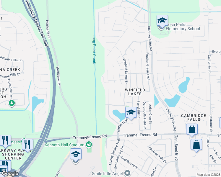 map of restaurants, bars, coffee shops, grocery stores, and more near 3103 Village Pond Lane in Fresno
