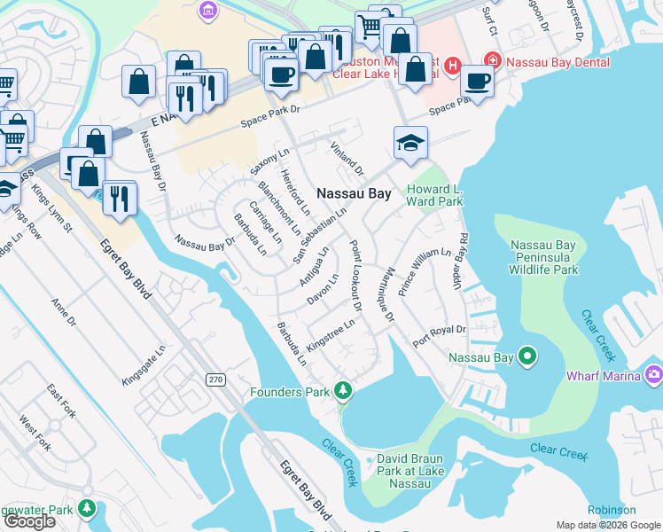 map of restaurants, bars, coffee shops, grocery stores, and more near 1443 Davon Lane in Houston