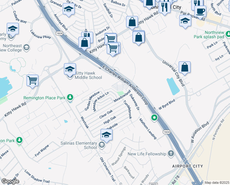 map of restaurants, bars, coffee shops, grocery stores, and more near 634 Meadow Arbor Lane in Universal City