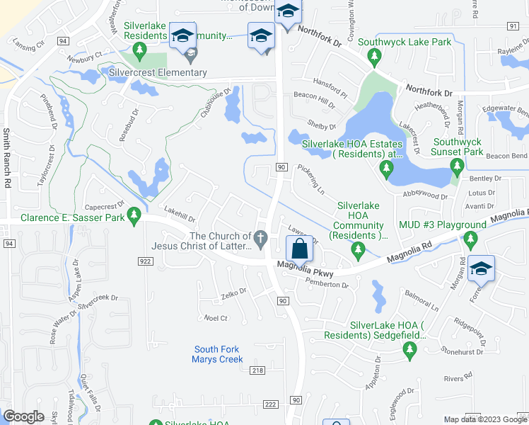 map of restaurants, bars, coffee shops, grocery stores, and more near 2903 Flintrock Drive in Pearland