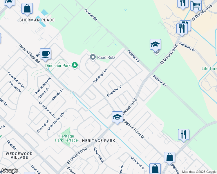 map of restaurants, bars, coffee shops, grocery stores, and more near 16718 Selder Drive in Friendswood