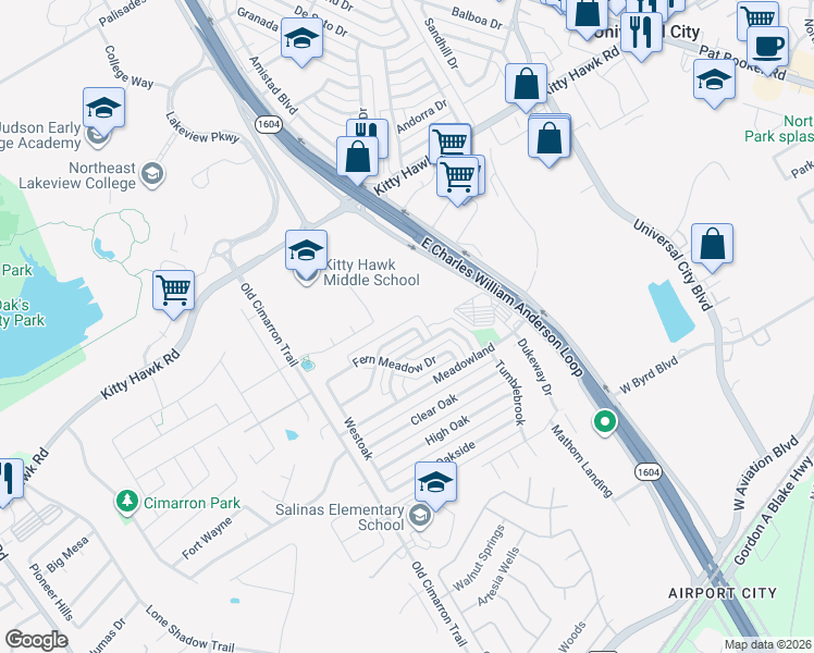 map of restaurants, bars, coffee shops, grocery stores, and more near 496 Granite Mist in Universal City
