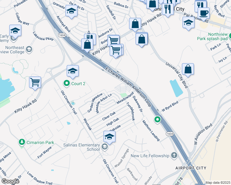 map of restaurants, bars, coffee shops, grocery stores, and more near 634 Meadow Arbor Lane in Universal City