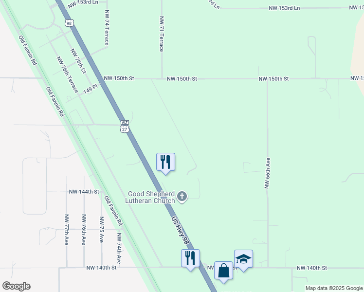 map of restaurants, bars, coffee shops, grocery stores, and more near 14650 Northwest 72nd Court in Chiefland