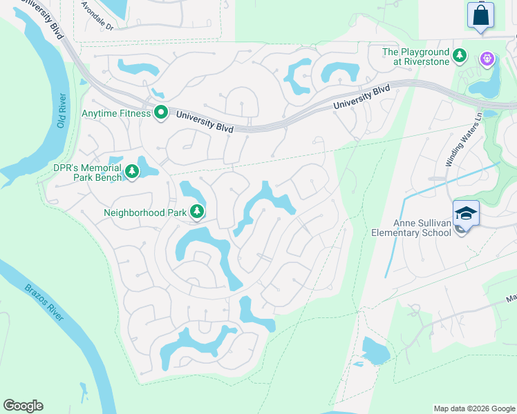map of restaurants, bars, coffee shops, grocery stores, and more near 5706 Genoa Springs Lane in Sugar Land