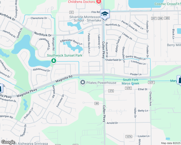 map of restaurants, bars, coffee shops, grocery stores, and more near 4402 Leyland Drive in Pearland
