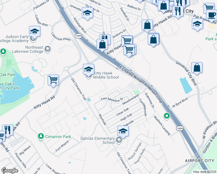 map of restaurants, bars, coffee shops, grocery stores, and more near 496 Granite Mist in Universal City