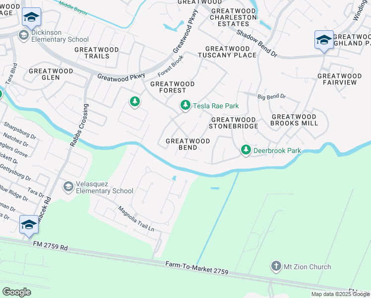 map of restaurants, bars, coffee shops, grocery stores, and more near 1115 Summer Brook in Sugar Land