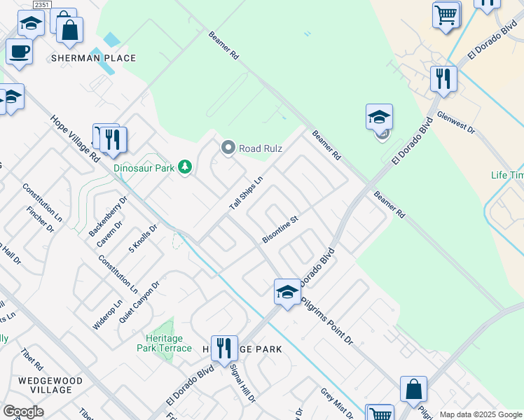 map of restaurants, bars, coffee shops, grocery stores, and more near 16718 Selder Drive in Friendswood
