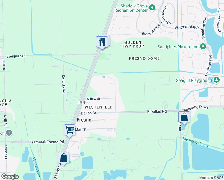 map of restaurants, bars, coffee shops, grocery stores, and more near 2922 Wood Street in Fresno