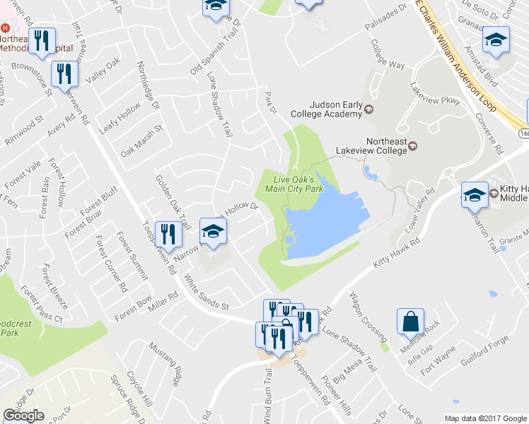 map of restaurants, bars, coffee shops, grocery stores, and more near 7855 Grass Hollow in Live Oak