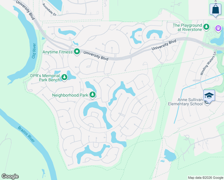 map of restaurants, bars, coffee shops, grocery stores, and more near 5706 Genoa Springs Lane in Sugar Land