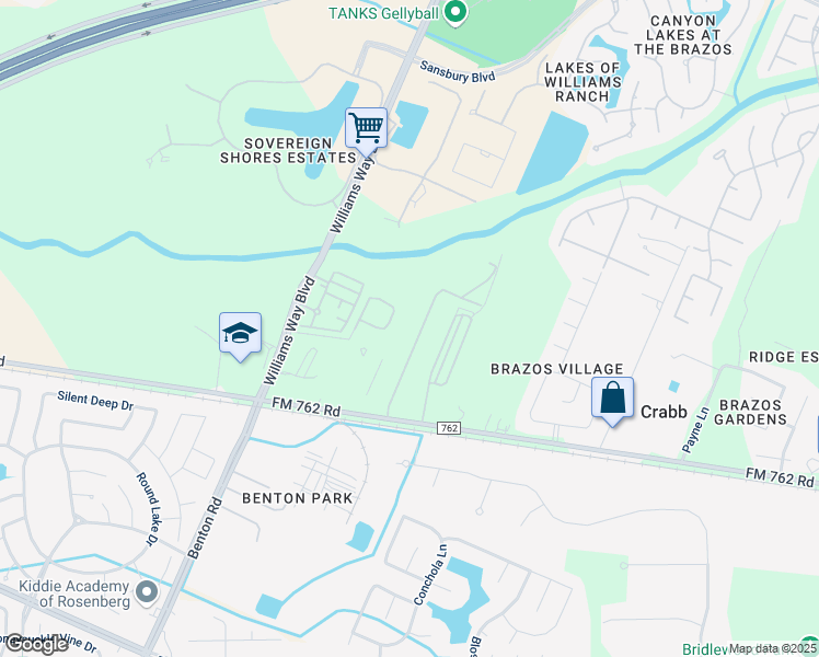 map of restaurants, bars, coffee shops, grocery stores, and more near 5331 FM 762 Road in Richmond