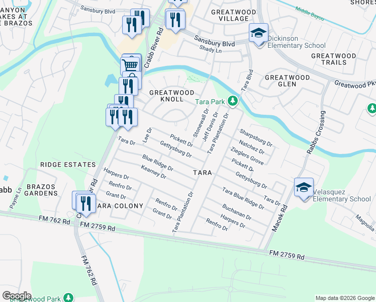 map of restaurants, bars, coffee shops, grocery stores, and more near 6903 Gettysburg Drive in Richmond