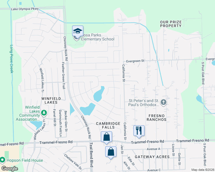 map of restaurants, bars, coffee shops, grocery stores, and more near 3007 Snowy Meadow Lane in Fresno