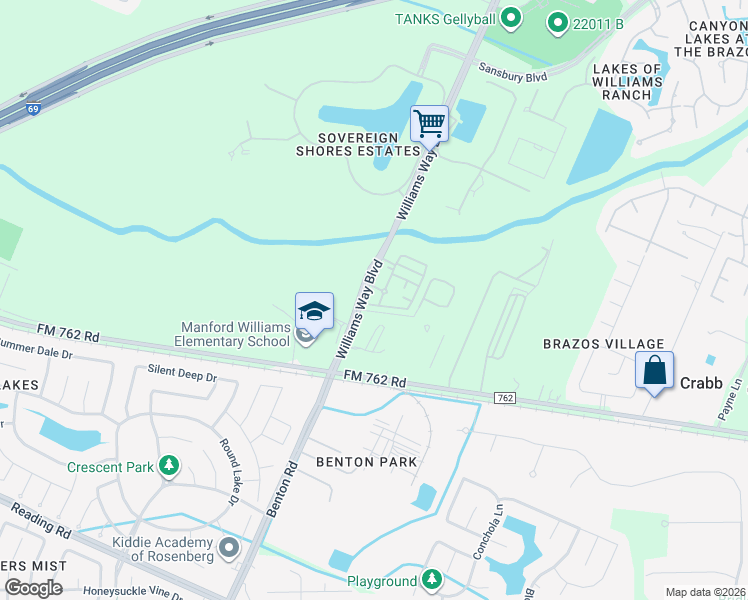 map of restaurants, bars, coffee shops, grocery stores, and more near Williams Wood Boulevard in Richmond
