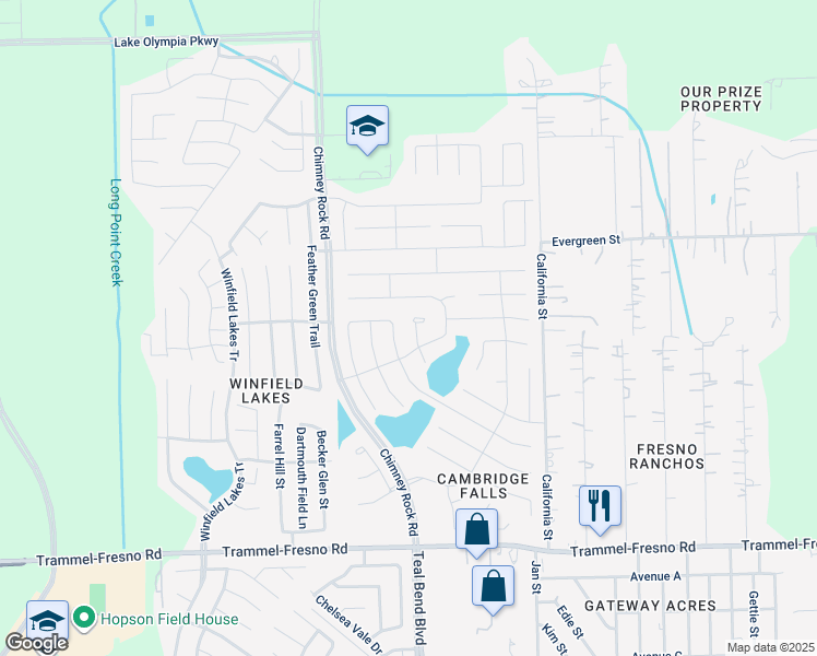 map of restaurants, bars, coffee shops, grocery stores, and more near 2818 Bergen Bay Lane in Fresno