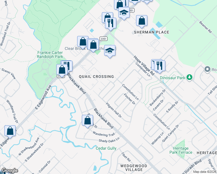 map of restaurants, bars, coffee shops, grocery stores, and more near 4815 Bayboro Park Drive in Friendswood