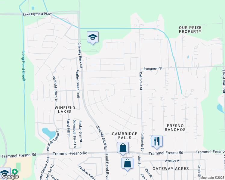 map of restaurants, bars, coffee shops, grocery stores, and more near 2906 Bergen Bay Lane in Fresno