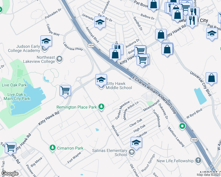 map of restaurants, bars, coffee shops, grocery stores, and more near 561 Granite Mist in Universal City