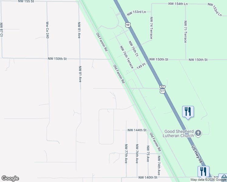 map of restaurants, bars, coffee shops, grocery stores, and more near 7851 Northwest 147th Place in Trenton