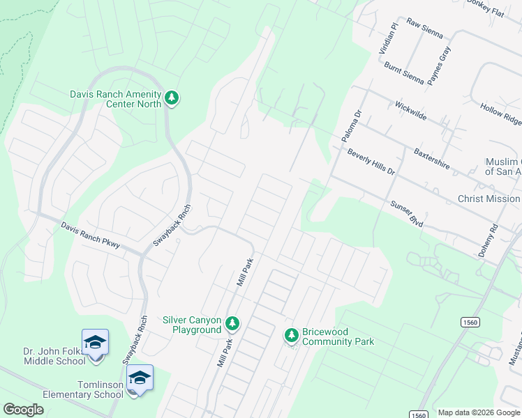 map of restaurants, bars, coffee shops, grocery stores, and more near 11723 Silver Field in San Antonio