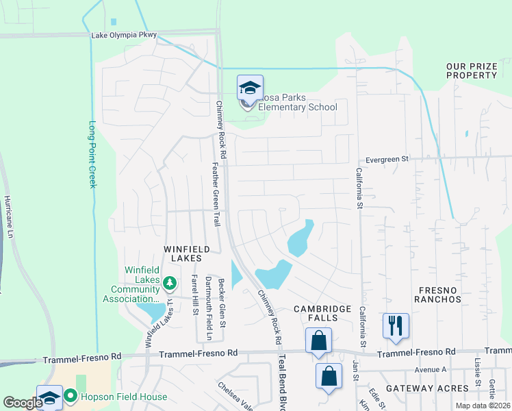 map of restaurants, bars, coffee shops, grocery stores, and more near 2738 Bergen Bay Lane in Fresno