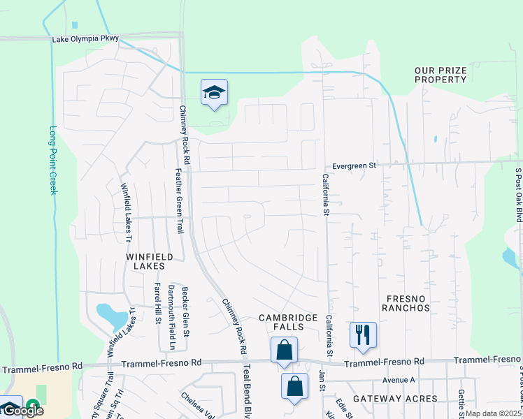 map of restaurants, bars, coffee shops, grocery stores, and more near 2906 Bergen Bay Lane in Fresno