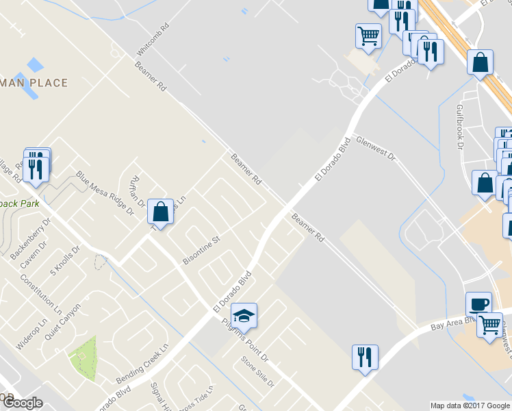 map of restaurants, bars, coffee shops, grocery stores, and more near 2118 Bisontine Street in Friendswood