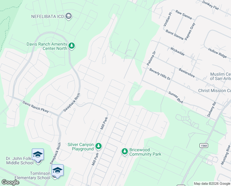 map of restaurants, bars, coffee shops, grocery stores, and more near 11723 Silver Field in San Antonio